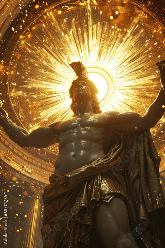 Helios - Greek god in a full-body shot with a background reflecting his domain or personality Gen AI