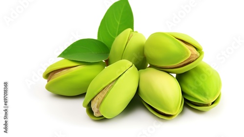 Wallpaper Mural Pistachio nuts with leaves isolated on a white background. Torontodigital.ca