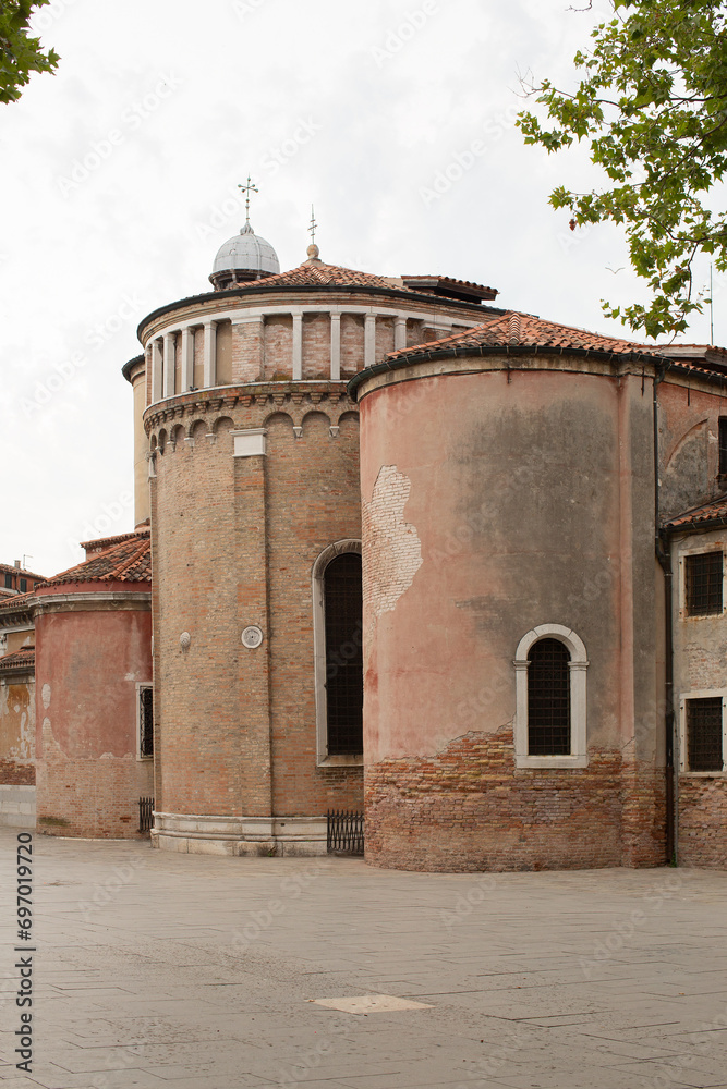 Exterior rear view of San Simeone Piccolo church in the sestiere of Santa Croce in Venice, northern Italy