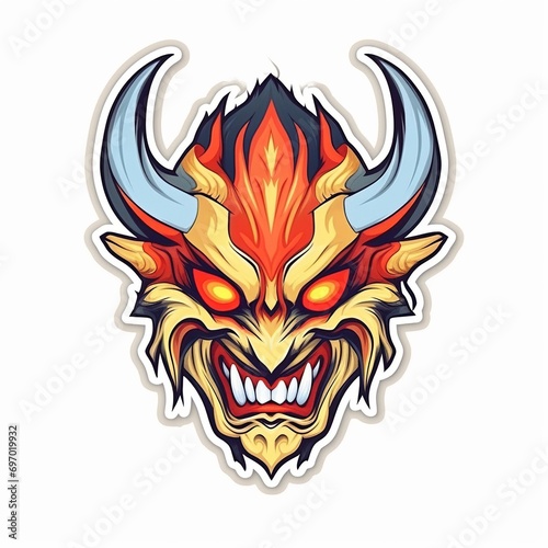 a colorful devil sticker on a white background, sticker illustration, die cut sticker, sticker concept design