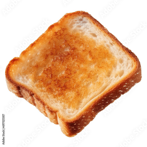 Bread slice lightly toasted isolated white and transparent background