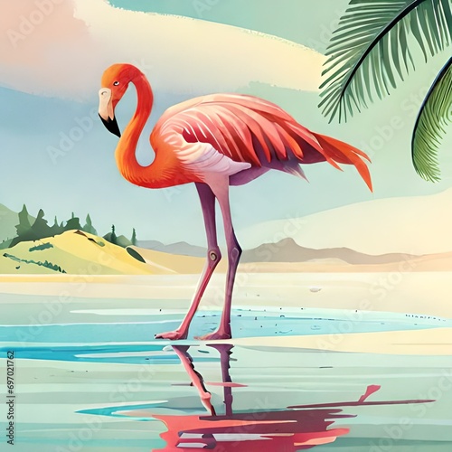 flamingo on the beach photo
