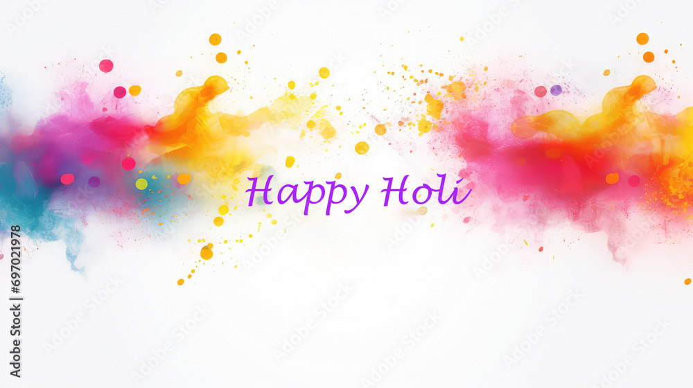Obraz premium Bright and colorful Happy Holi banner postcard template