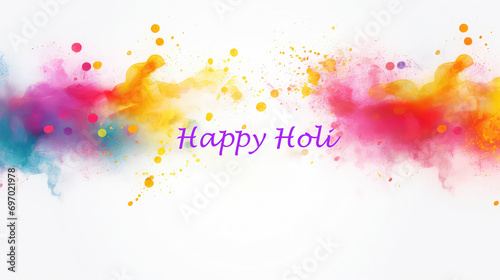 Bright and colorful Happy Holi banner postcard template