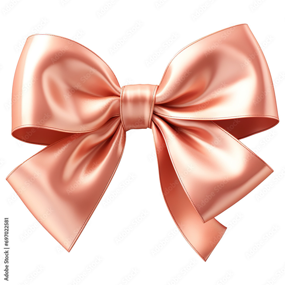 Realistic Ribbon and bow isolated against transparent PNG background. Gold ribbon. Generative AI illustration