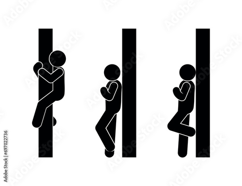 man and pillar icon, climb up, stick figure human silhouette
