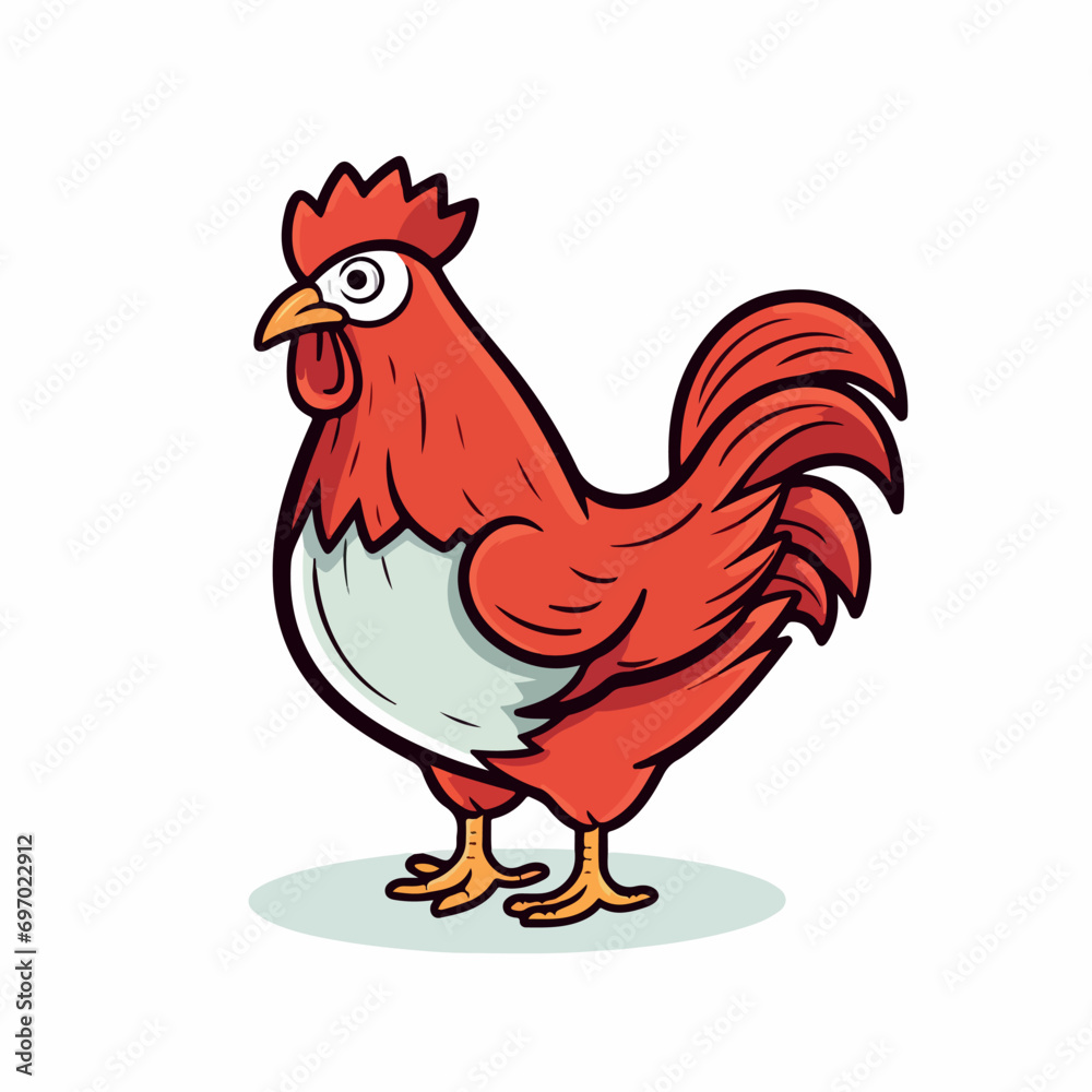 Chicken flat vector illustration. Chicken cartoon hand drawing isolated vector illustration.