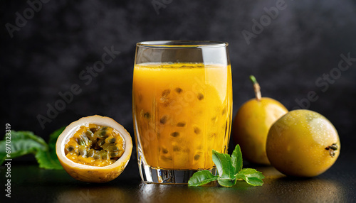 juice passion fruit in glass