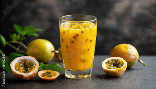 juice passion fruit in glass