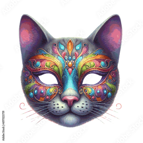 beautiful carnival cat mask for holiday party card decor