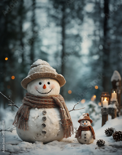 Snowman adult with snowman child © Birute Vijeikiene