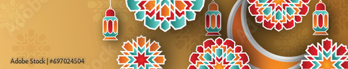Islamic Background Design with Beautiful Colorful Shapes