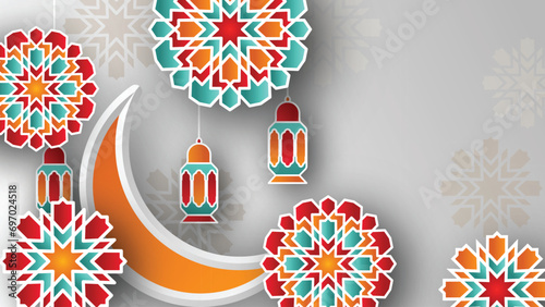 Islamic Background Design with Beautiful Colorful Shapes