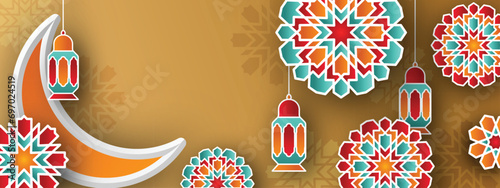 Islamic Background Design with Beautiful Colorful Shapes