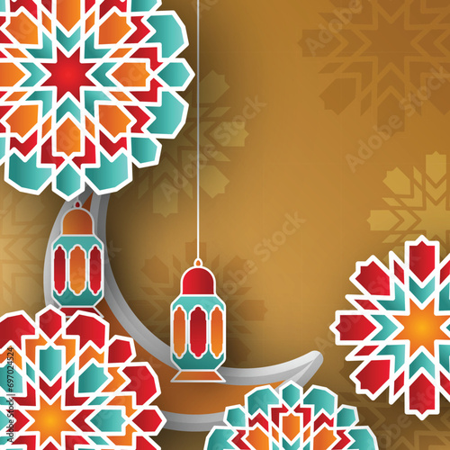 Islamic Background Design with Beautiful Colorful Shapes