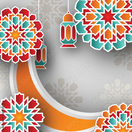 Islamic Background Design with Beautiful Colorful Shapes