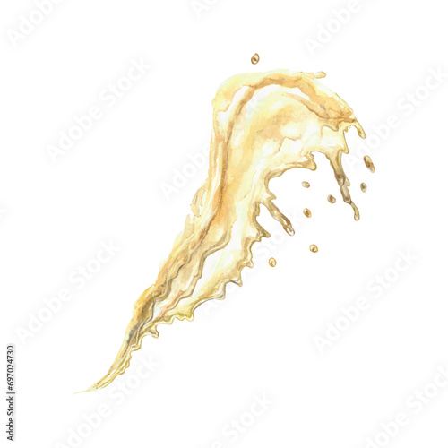 Splashes of champagne watercolor. Vector illustration of a drink. Greeting cards, wedding invitations, banners, posters for New Year, festivals.