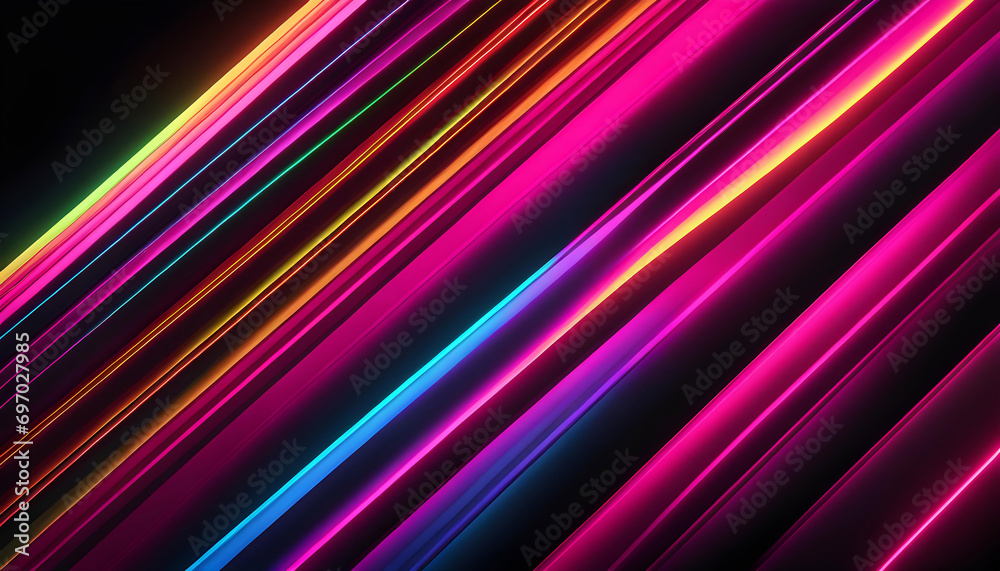abstract diverging neon lines isolated on black background. Digital techno wallpaper for design, 3D rendering, abstract diverging neon lines isolated on black background. Digital techno wallpaper for design, 3D rendering,