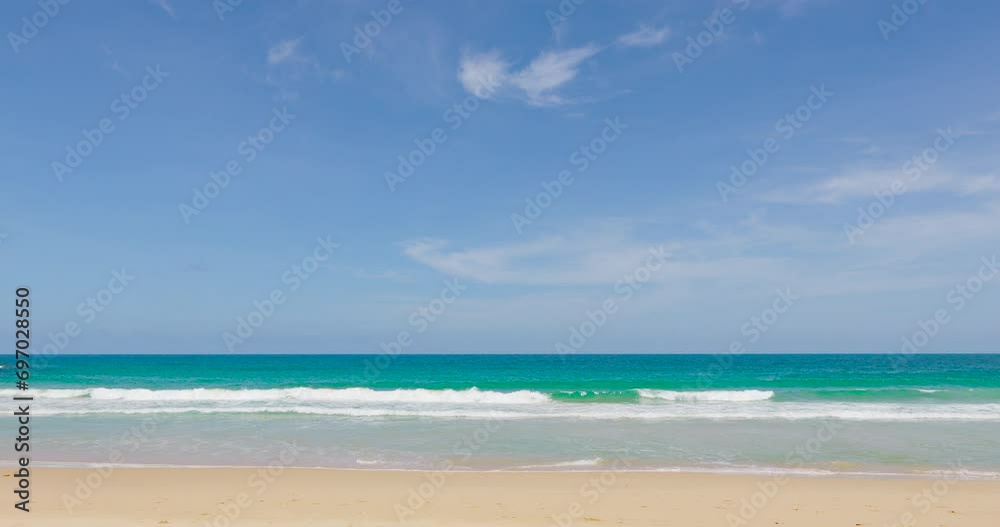 Beautiful sea landscape, Phuket, Thailand. Summer Phuket Beach And Sea. Landscape view of beach sea sand and sky in summer day. Beach space area. At Karon Beach, Phuket, Thailand. 4K. Video Clip
Beautiful sea landscape, Phuket, Thailand. Summer Phuket Beach And Sea. Landscape view of beach sea sand and sky in summer day. Beach space area. At Karon Beach, Phuket, Thailand. 4K. Video Clip