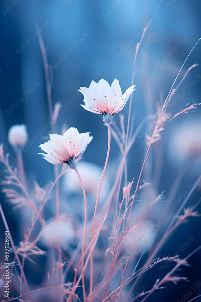 an infrared photo of a pretty wriggly grass with flowers