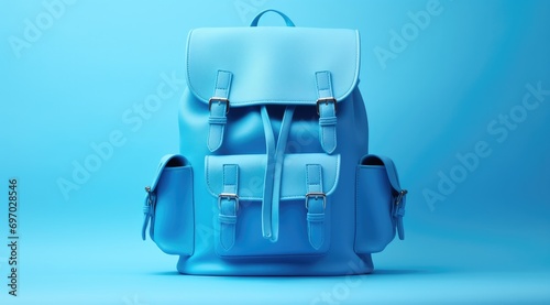 a blue backpack on a blue background