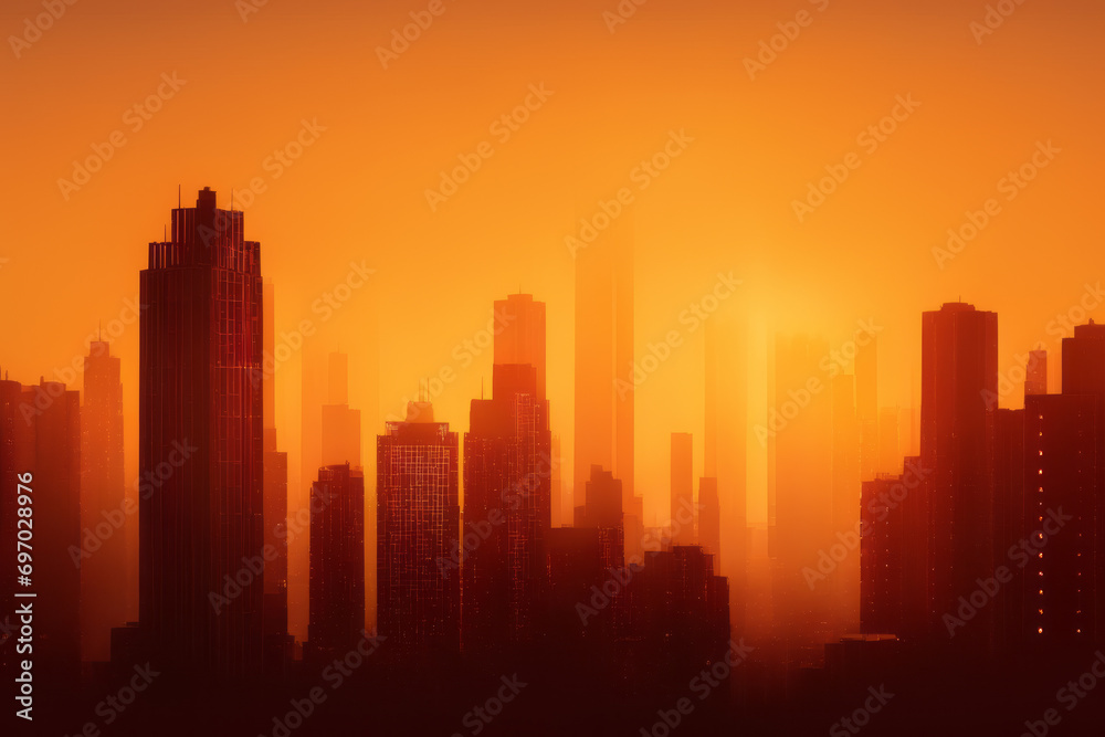 Embrace Serenity with a City Dusk View Silhouette Background