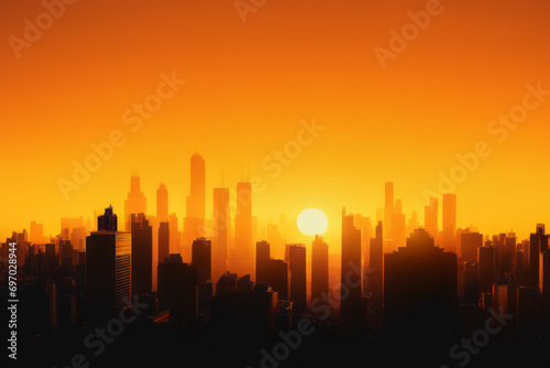 Embrace Serenity with a City Dusk View Silhouette Background