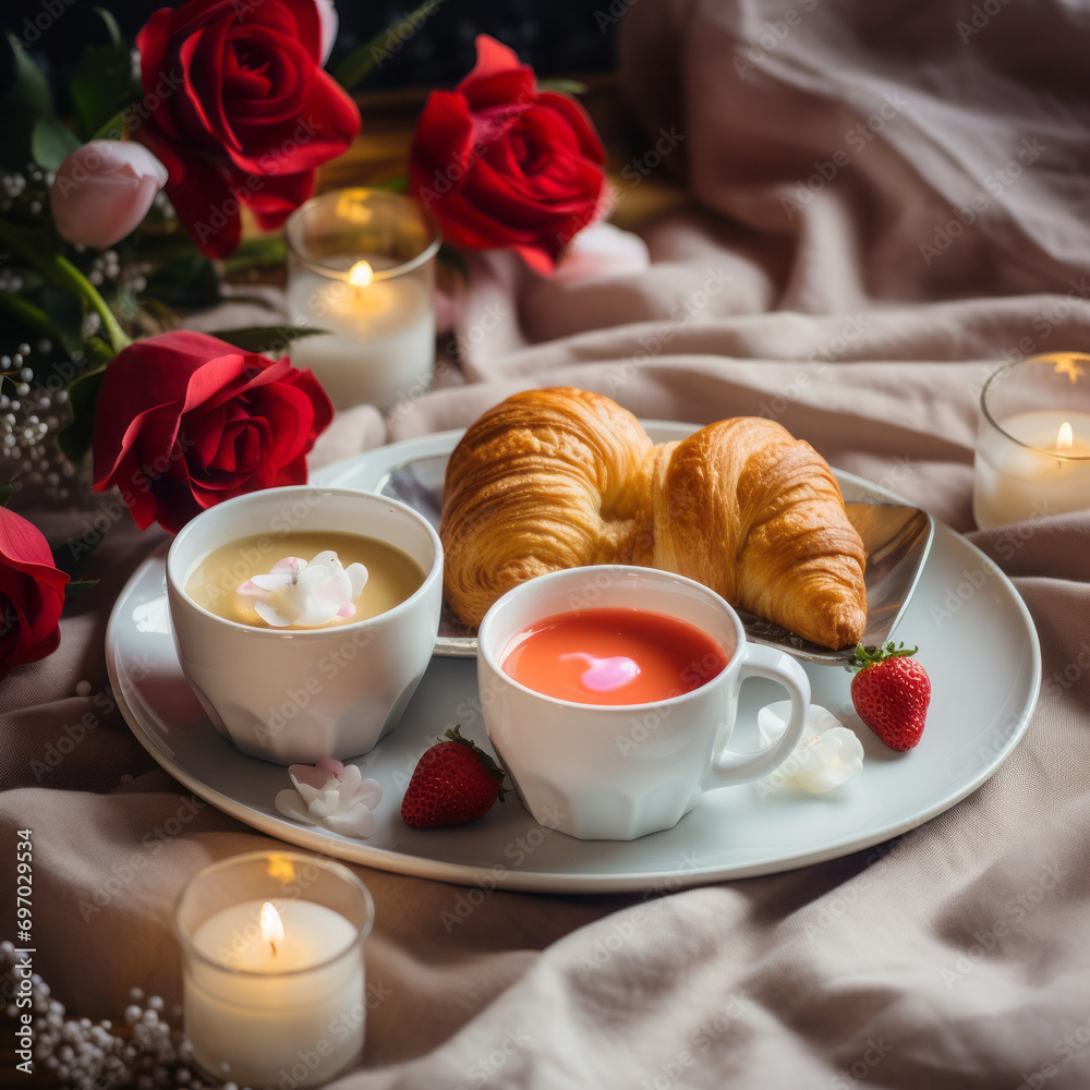 coffee and croissant dessert in bed coffee and croissant dessert in bed