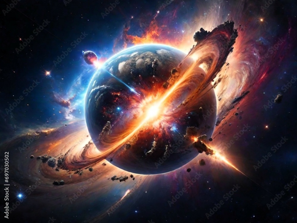 Obraz premium exploding Earth in Space