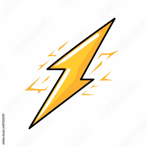 Lightning flat vector illustration. Lightning cartoon hand drawing isolated vector illustration.
