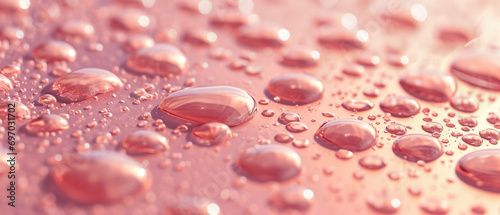 peach colored surface with water droplets close-up