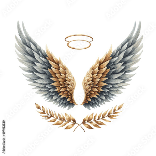 watercolor paint angel wings for holiday card decor