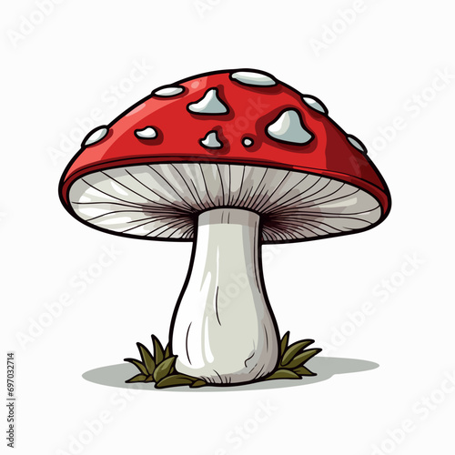 Mushroom flat vector illustration. Mushroom cartoon hand drawing isolated vector illustration.