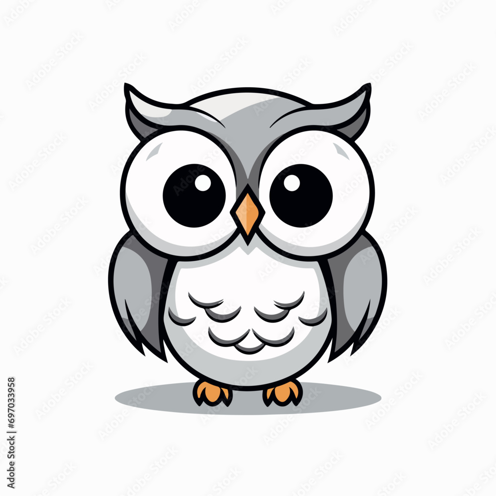 Owl flat vector illustration. Owl cartoon hand drawing isolated vector illustration.