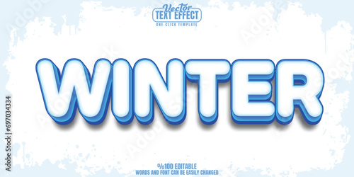 Winter editable text effect, customizable ice and cold 3D font style