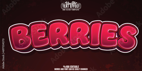 Berry editable text effect, customizable fruit and food 3D font style photo