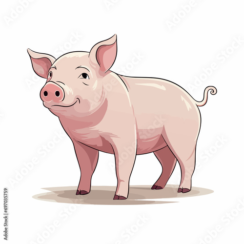 Pig flat vector illustration. Pig cartoon hand drawing isolated vector illustration.