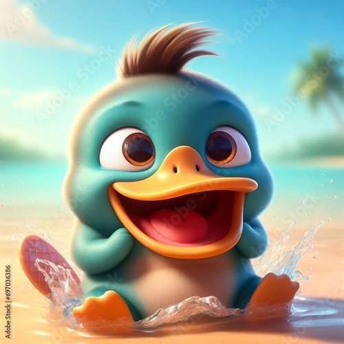 Cute and adorable platypus. Generative AI.