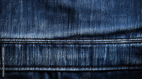 Textured Indigo Denim Weave Fabric: Fashionable Material Close-Up