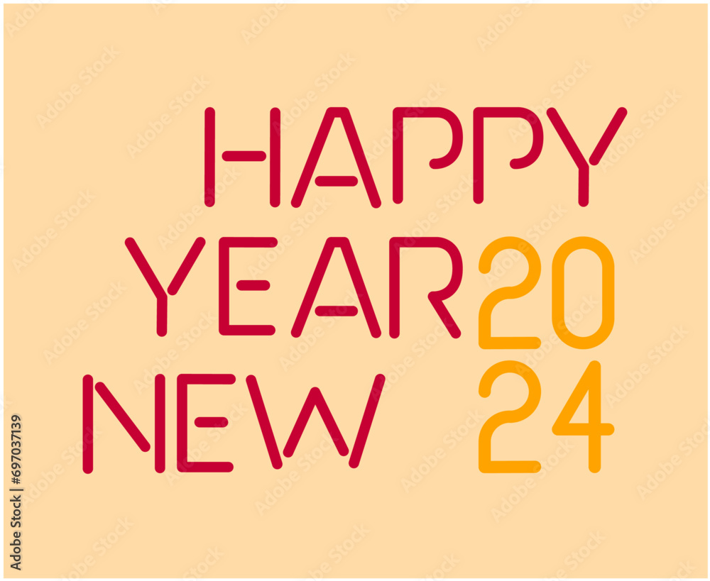 Happy New Year 2024 Abstract Pink And Yellow Graphic Design Vector Logo Symbol Illustration Happy New Year 2024 Abstract Pink And Yellow Graphic Design Vector Logo Symbol Illustration