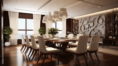 Dining Room Interior Luxury Modern Design Brown