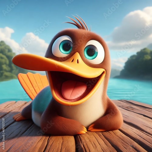 Cute and adorable platypus. Generative AI.