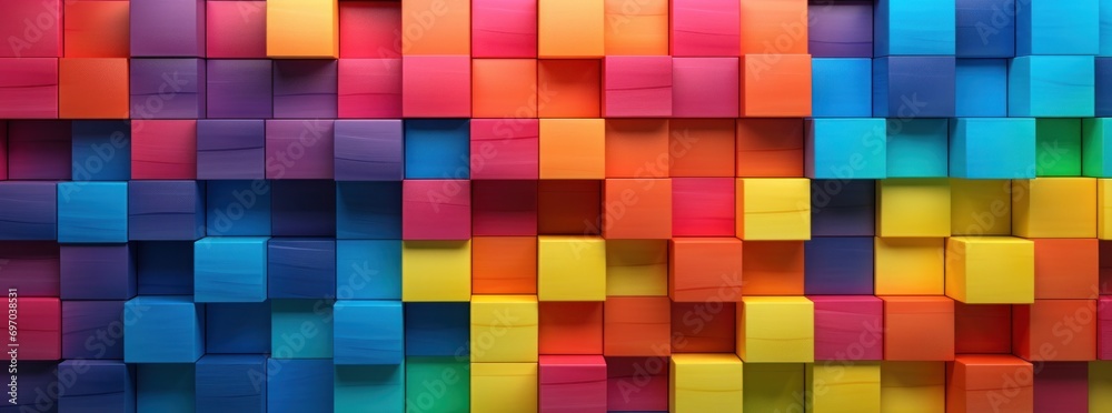 rainbow wooden squares made of different colored blocks rainbow wooden squares made of different colored blocks