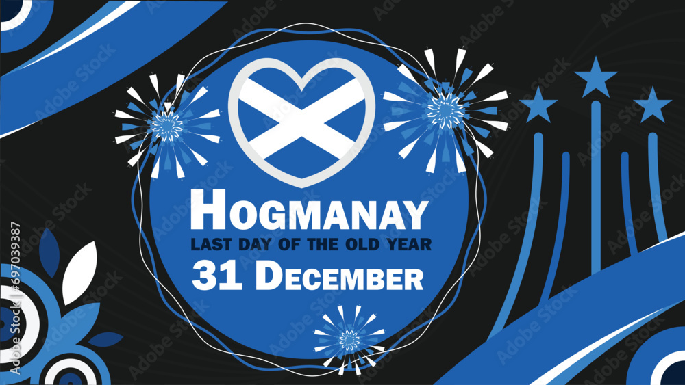 Hogmanay vector banner design. Happy Hogmanay modern minimal graphic