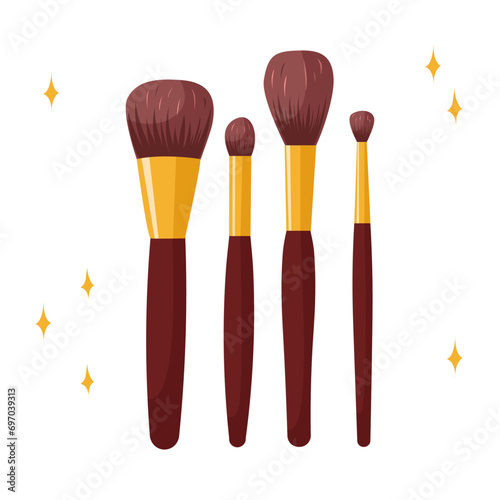 Vector illustration of cosmetic brushes in cartoon style