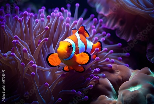 a clownfish in a anemone