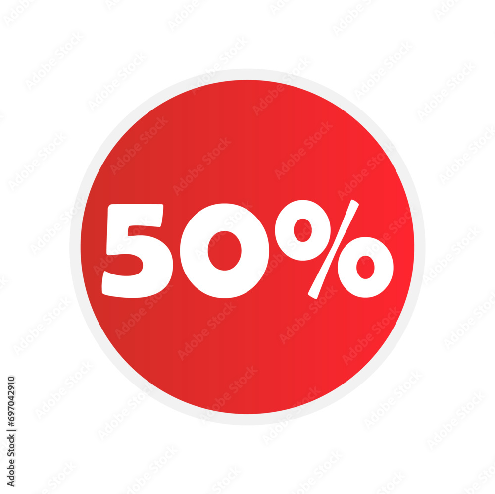 Discount 50 percent off red sticker icon isolated on white background
Discount 50 percent off red sticker icon isolated on white background
