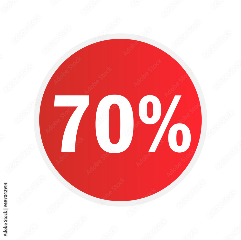 Discount 70 percent off red sticker icon isolated on white background Discount 70 percent off red sticker icon isolated on white background