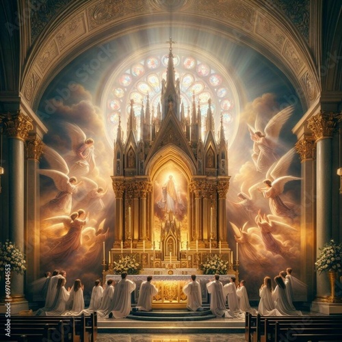 Angels worshiping Jesus in the tabernacle photo