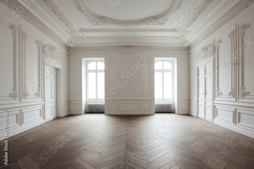 the white room with wood floor and window